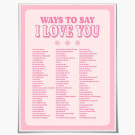 SFAOHPR - Impresiones artísticas de pared de color rosa claro con citas románticas de amor, formas de decir que te amo, lindas obras de arte, decoración de pared, estética para adolescentes, recámara, baño, sin marco, 12 x 16 pulgadas