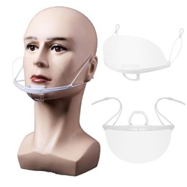 10PCS Reusable Clear Face Mask Professional Transparent Sanitary Cover Anti-Fog Face Shield Nose Mouth Cover Open Face Guard for Restaurants, Food Truck, Hotels, Mall, Beauty salons, Barber Shops