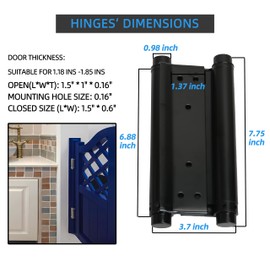 8inch Black Double Action Spring Hinges, Self Closing Door Hinges for Cafe Saloon Pub Swinging Doors, 201 Stainless Steel, Including Pins and Screws, 4Pack