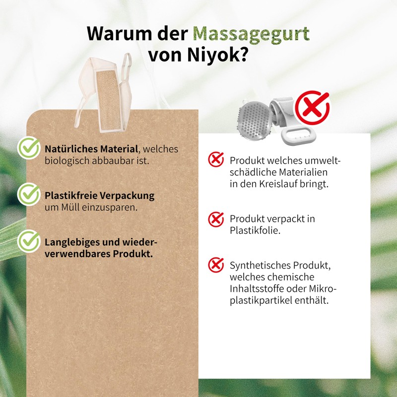 Niyok® Massage Belt on Loofah & Cotton • Back Scrubber