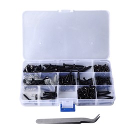 Guitar Repair Screw Kit Electric Acoustic Guitar Mounting Screws Strap Buckles Kit Luthier Tool with Tweezers Black