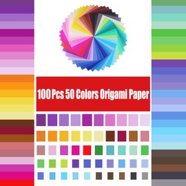 Origami Paper Large, Opret 100 Sheets 9.8x9.8 inch 25x25 cm Origami Paper 50 Vivid Colors Single Sided for Arts and Crafts Projects