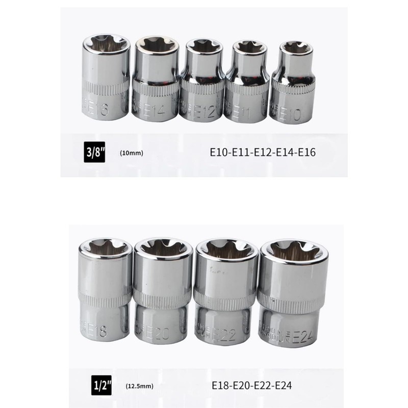 LSLANSOON 14 Pcs E Shape Torx Socket Set Star Shape