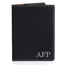 Lifetime Creations Monogrammed Passport Cover - Black, Passport Cover with Initials, Passport Holder Passport Case