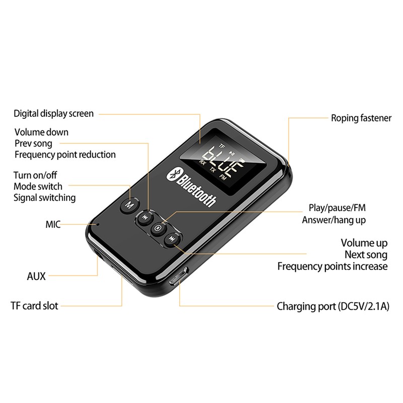 2in 1 Bluetooth 5.0 Transmitter Receiver Wireless Audio Adapter Car