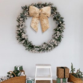 KI Store Christmas Bows XL Christmas Bow Large 54 cm Velvet Bows & Ribbons Tree Decoration (Champagne, XL)