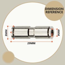 Bwintech 3 Pcs 4mm Straight Push in Connect Pneumatic Fitting,2 Way Nickel Plated Brass Quick Release PU Air Line Adapter