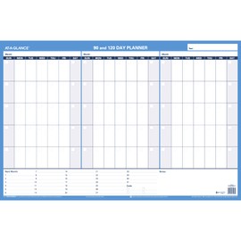 AT-A-GLANCE PM23928 90/120-Day Undated Horizontal Erasable Wall Planner, 36 x 24, White/Blue,