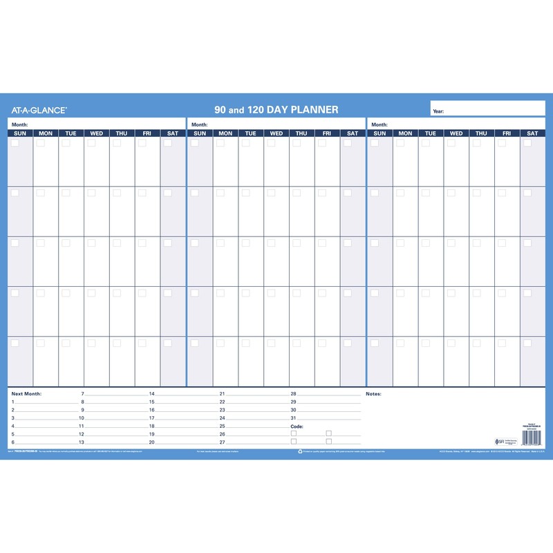AT-A-GLANCE PM23928 90/120-Day Undated Horizontal Erasable Wall Planner, 36 x