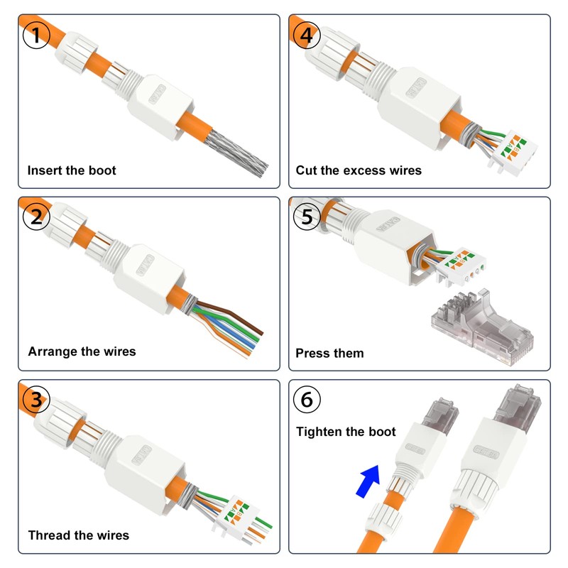VCELINK Conector RJ45 sin herramientas, enchufe de terminación de campo