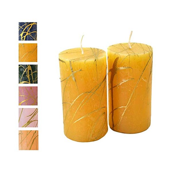Advent Candles with Golden Pattern - Pack of 2 -