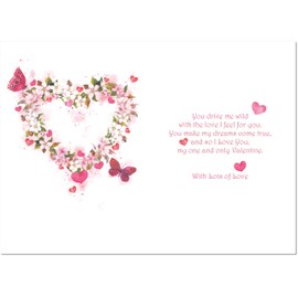 doodlecards Valentine's Day Card Floral Love Heart Large A4 Size with Plain Envelope