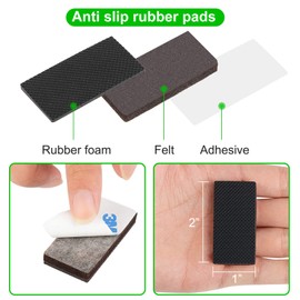 Rectangle Non Slip Furniture Pads 16 Pieces 1x2 inch, Anti Slip Rubber Furniture Pads, Furniture Grippers for Hardwood Floors, Rubber Furniture Feet, Furniture Stoppers to Prevent Sliding