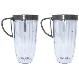 Blendin 2 Pack 32 Ounce Huge Cup Jar with Handled Lip Ring, Compatible with Nutribullet 600W, 900W, NB-101B, 900 Pro Series Blenders
