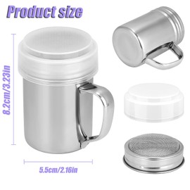 Flour Shakers with Handle Stainless Steel Container Sifter Chocolate Powder Shaker with 16 Coffee Molds Stencils for Kitchen DIY Cappuccino Sugar Cocoa Flour Latte Coffee