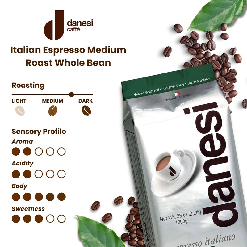 Danesi Caffe Italian Whole Coffee Beans - Espresso Coffee Beans
