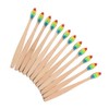 LALAFINA 12 Pack Bamboo Toothbrushes Iridescent Bristles Natural Wooden Handles