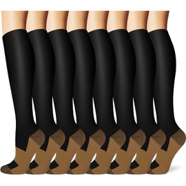 Calcetines De Compresión Para Mujeres Y Hombres(8 Pares), Los Mejores Para Correr, Senderismo, Ciclismo, Calcetas de Compresion Largas, Adecuado para Varices, Embarazo, Viajar, Correr, Fitness