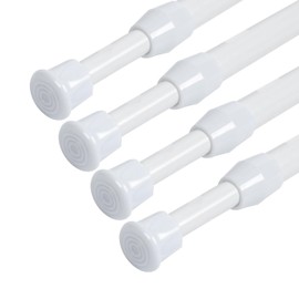 4 Pack Curtain Rod Adjustable 24-40 Inches, White Shower Curtain Rod Expandable Spring Loaded Tension Rods for Window, Bathroom, Cupboard, Kitchen