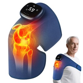 Sgakgu Knee Massager with LED Display, with 5-Speed Heat and 8-Speed Vbration Massage Function for Knees and Shoulders, Wireless