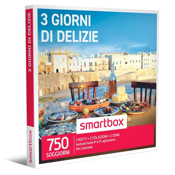 smartbox - Gift box for 3 days of treats - original gift idea - 2 nights with breakfast and 1 night for 2 people