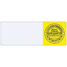 Labelident Cable Test Badges 25 x 70 mm for Cable Diameter 7.5 to 16.5 mm - Tested according to VDE/Next Test Date - 1,000 Test Badges on Roll 2024-2029, Vinyl Yellow/Black