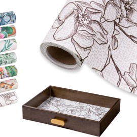 WRAPAHOLIC Paper Drawer Liners - 14 Inch X 16.5 Feet - Non-Adhesive for Home Closet Shelves, Table Runner, Gift Wrap - Sketch Flower