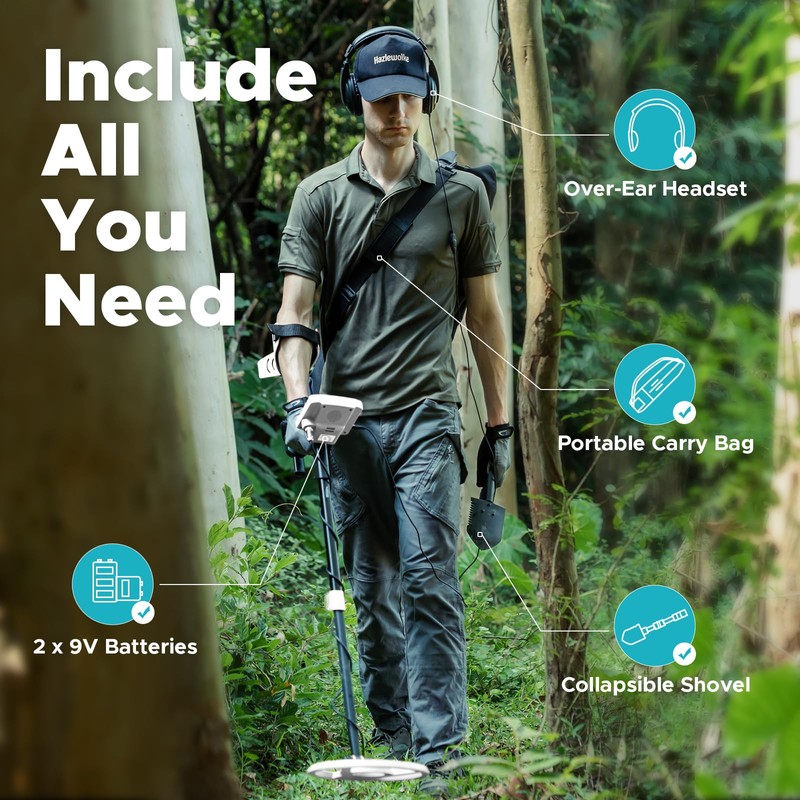 Hazlewolke Metal Detector for Adults, 5 Professional Mode with Higher