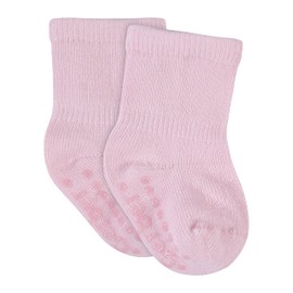 Gerber Baby Girls 8-pack Wiggle-proof Jersey Crew Socks, Light Pink, 2-3T US