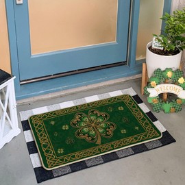 Artoid Mode Green Cloisonne Clover St. Patrick's Day Doormat, Home Decor Low-Profile Switch Rug Door Mat Floor Mat for Indoor Outdoor 17x29 Inch