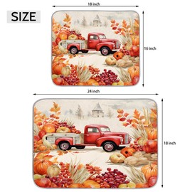 Dish Drying Mat for Kitchen Counter,Harvest Pumpkin Truck Fall Maple Leave Print Drying Mats Super Absorbent Microfiber Dishs Pad Coffee Bar Mat Extra Large 18 X 24 Inch