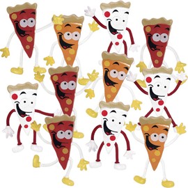 ArtCreativity Bendable Pizza Figures, Set of 12, Bendable Toys for Kids, Pizza Party Favors for Boys and Girls, Stress Relief Fidget Toys for Kids, Goodie Bag Stuffers, and Pinata Fillers