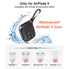 HALLEAST for AirPods 4 Case Waterproof, Front LED Visible & Support Wireless Charging, Protective Silicone Case Cover Compatible with for AirPods 4 Accessories, US Patent, Nightglow Yellow