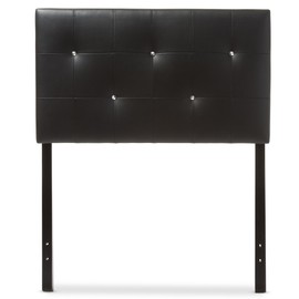 Baxton Studio Dalini Modern and Contemporary Black Faux Leather Upholstered Twin Size Headboard