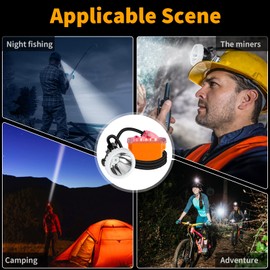 Super Bright Rechargeable Mining Headlamp, 1+2 LED Hard Hat Light, Waterproof & Explosion Proof Miner Lamp, Durable Hunting Headlight for Work, Caving, Camping, Hiking, Fishing, Outdoor Search