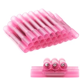 120 Pcs Heat Shrink Butt Connectors, Waterproof Insulated Electrical Wire Connectors, AWG 22-16 Crimp & Shrink Butt Splice Connectors Terminal for Automotive Marine Truck Trailer Stereo (Red)