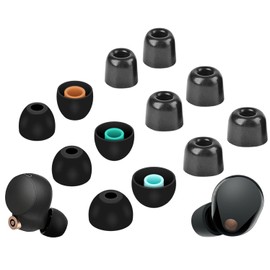A-Focus [6 Pairs] WF-1000XM5 WF-1000XM4 WF-C700N 【 Memory Foam & Silicone 】 Ear Tips, Soft Replacement Comfortable Earbuds Eartips Gel Compatible with Sony Linkbuds S WF-C500 515526 Black
