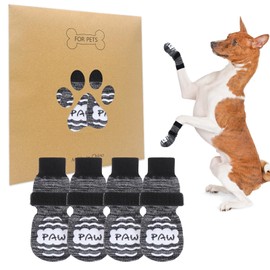 BEAUTYZOO Non Slip Dog Socks for Small Medium Large Dogs, Grip Dog Paw Protector for Hard Wood Floor Senior Old Dogs,Injury Protection to Prevent Licking 2 Pairs Socks Anti Twist for Hot/Cold Pavement