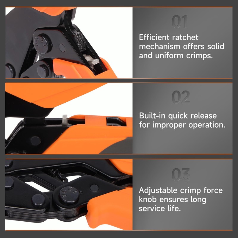 iCrimp Rachet Crimping Tool Set, Quick Change Jaws for Open