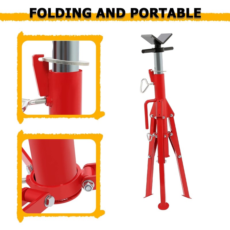 KUAFU V-Head Jack Stand Adjustable Height 28"-52" Folding Pipe Stand