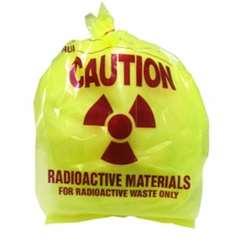 Radioactive Waste Disposal Bags, 3 Mil Thick, 11 x 11 x 30 Inches, Yellow Tint, Pre-Printed with Caution Message, 100 per Package
