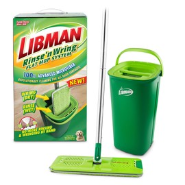 Libman Rinse 'n Wring Mop and Bucket System | Microfiber Floor Mop | Hardwood Floor Cleaner | Wet & Dry Mop | Clean & Dirty Water Chambers | Power Blades | 1 Total Microfiber Pad