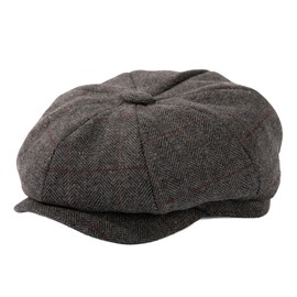 TOP-EX L/XL/XXL Wool Tweed Newsboy Cap for Men 8 Panels Paperboy Hat All Seasons Vintage Flat Ivy Cabbie Gatsby Cap Irish Golf Driving Hat Spring Autumn Plaid Dark Grey XXL