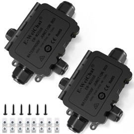 Junction Box - 4 Way M20 IP68 Outdoor Electrical Box Waterproof, Wire Range Ø5-9mm Outdoor Junction Box Waterproof, Landscape Lighting Wire Junction Box, Outdoor Wire Splice Box (2 Pack)