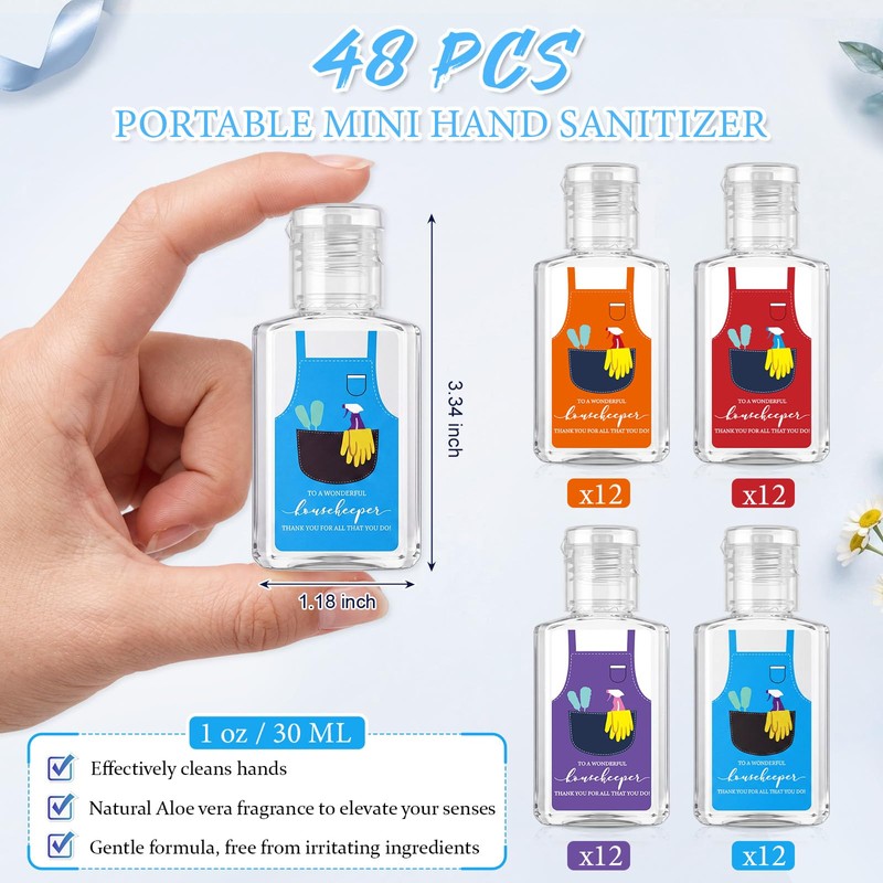 48 Pcs Housekeeping Week Gifts Bulk Mini Hand Sanitizer Set