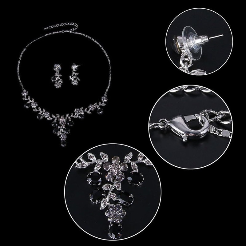 EVER FAITH Cristal Austriaco Bola de Boda Flor Hoja Collar