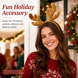 Plush Reindeer Antlers Headband Christmas Holiday Party Accessory