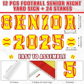 Vercraft 12 Pcs Softball Yard Signs 2025 Senior Night Decorations, 15 Inch Large Senior 2025 Yard Sign with Stakes, Graduation Yard Signs Outdoor Lawn Decorations for Graduation Sport Theme Party