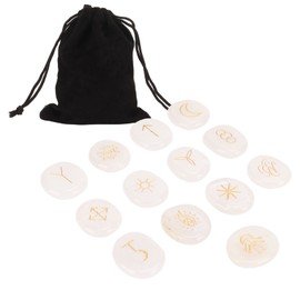 13 Pcs Rune Stone Set Empower Mind Promote Clear Thinking Crystal Runes Healing Stones for Yoga Meditation White