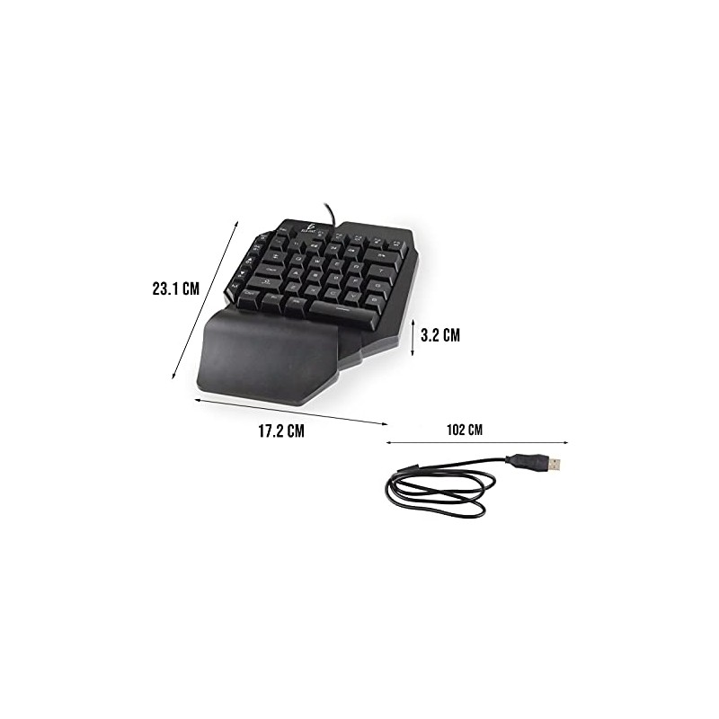 ELE GATE Teclado De Una Mano Gamer Luz RGB USB